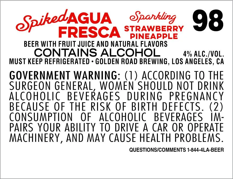 Spiked Agua Fresca Sparkling Strawberry Pineapple label