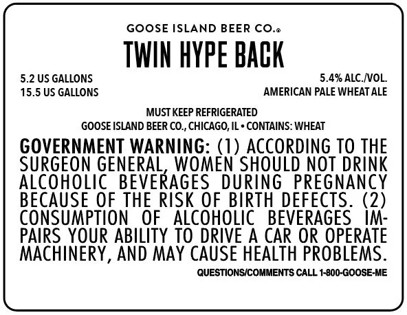 Twin Hype Back label