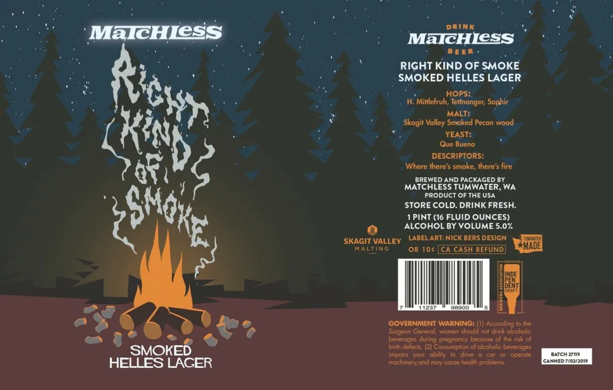 Right Kind of Smoke Smoked Helles Lager label