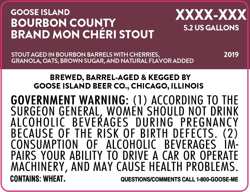 Goose Island Bourbon County Brand Mon Cheri Stout label