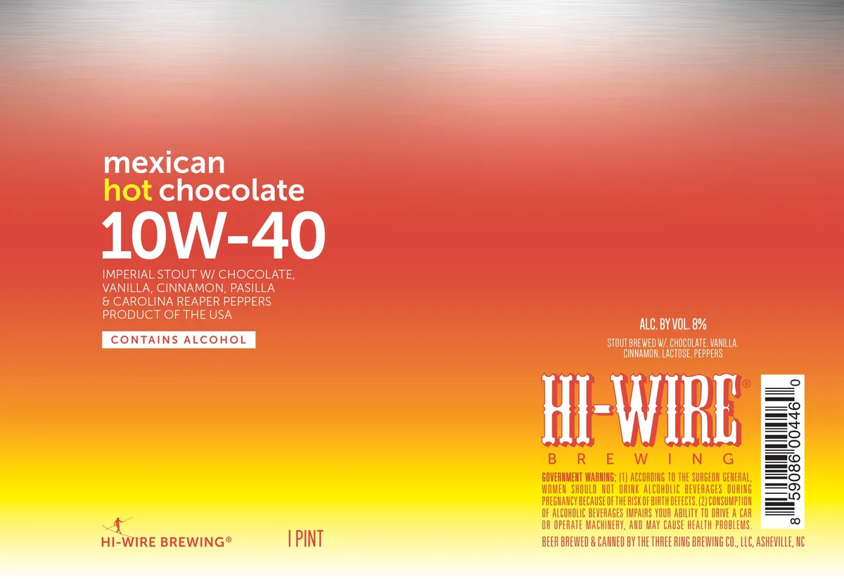 Mexican Hot Chocolate 10W40 label