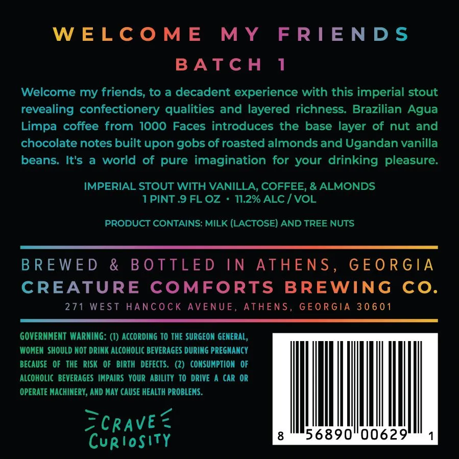Welcome My Friends Batch 1 label