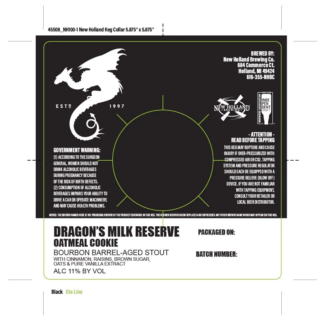 Dragon's Milk Reserve Oatmeal Cookie label
