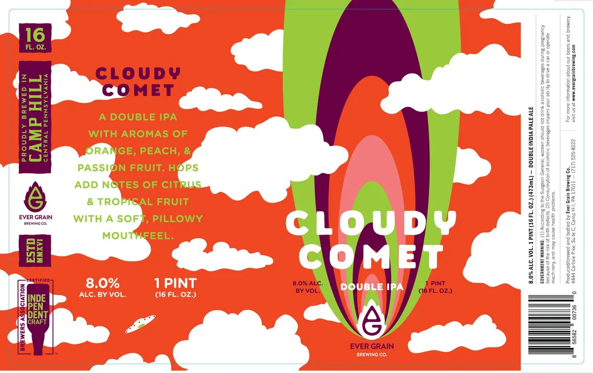 Cloudy Comet Double Ipa label