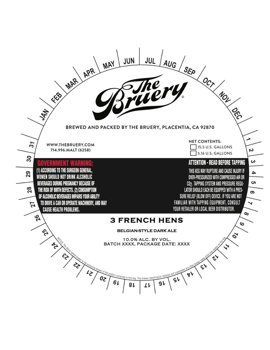3 French Hens label