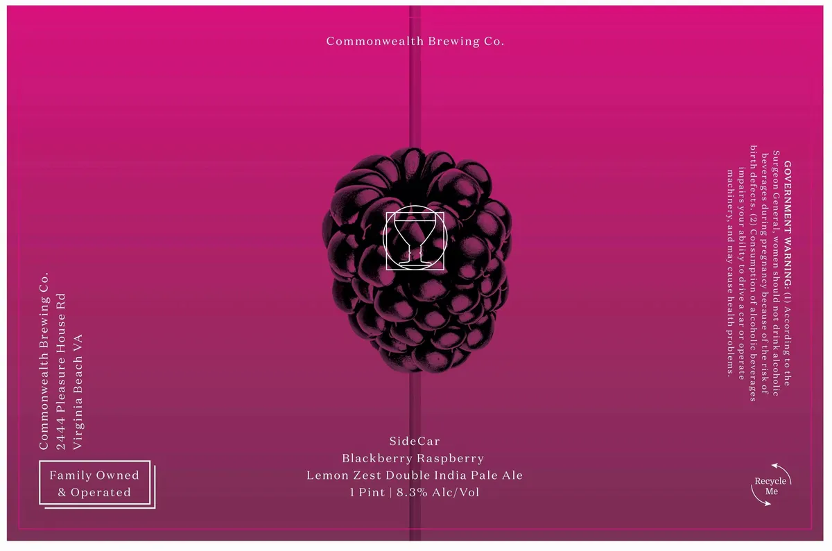 SideCar Blackberry Raspberry Lemon Zest Double India Pale Ale label