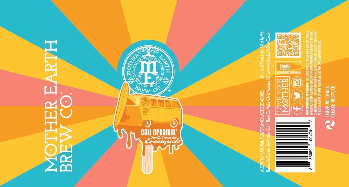 Cali Creamin' Vanilla Cream Ale Creamsicle label