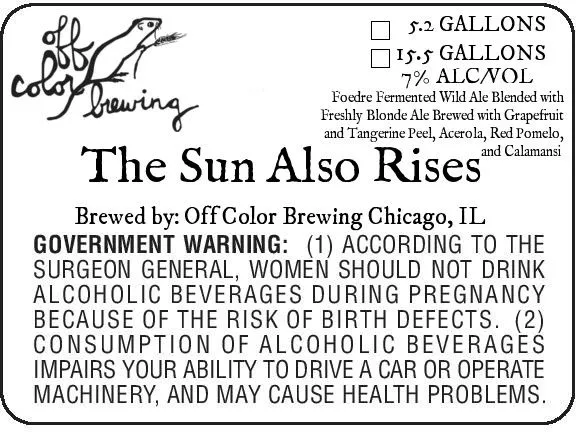 The Sun Also Rises label