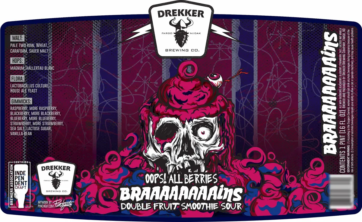 Oops! All Berries Braaaaaaaains Double Fruit Smoothie Sour label