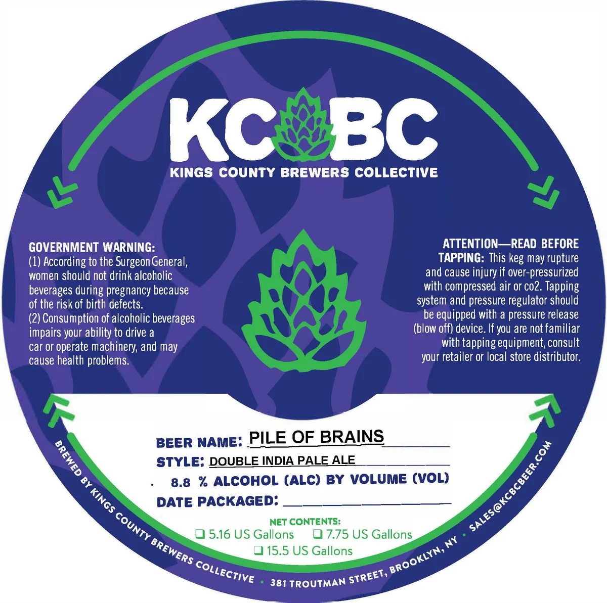 Pile of Brains — full label as filed with TTB