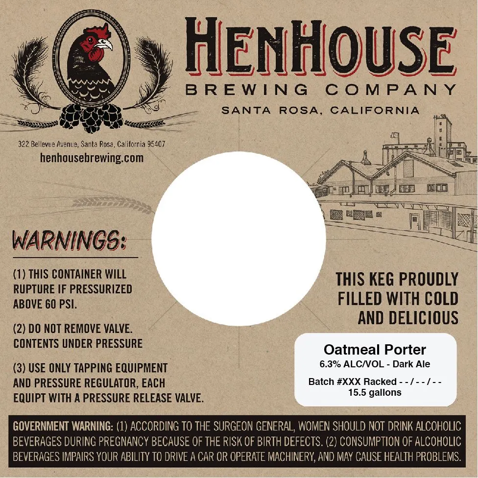 Oatmeal Porter — full label as filed with TTB
