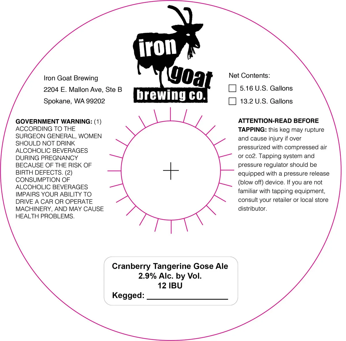 Cranberry Tangerine Gose Ale — full label as filed with TTB