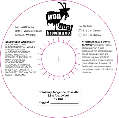 Cranberry Tangerine Gose Ale label