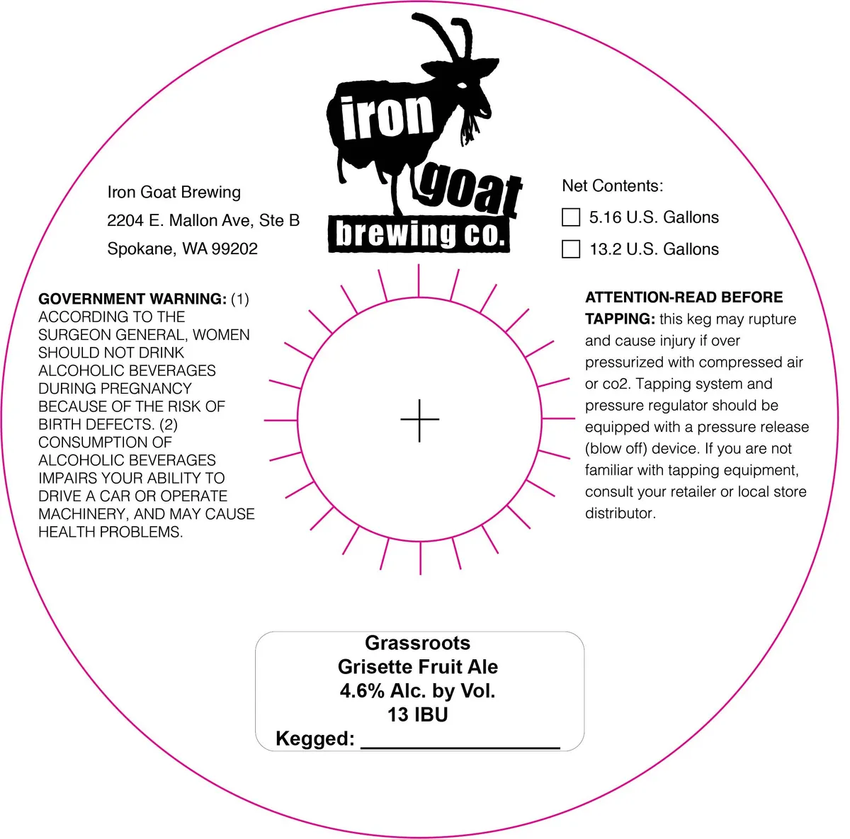 Grassroots Grisette Fruit Ale — full label as filed with TTB
