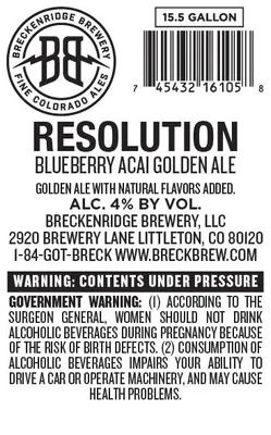 Resolution Blueberry Acai Golden Ale label