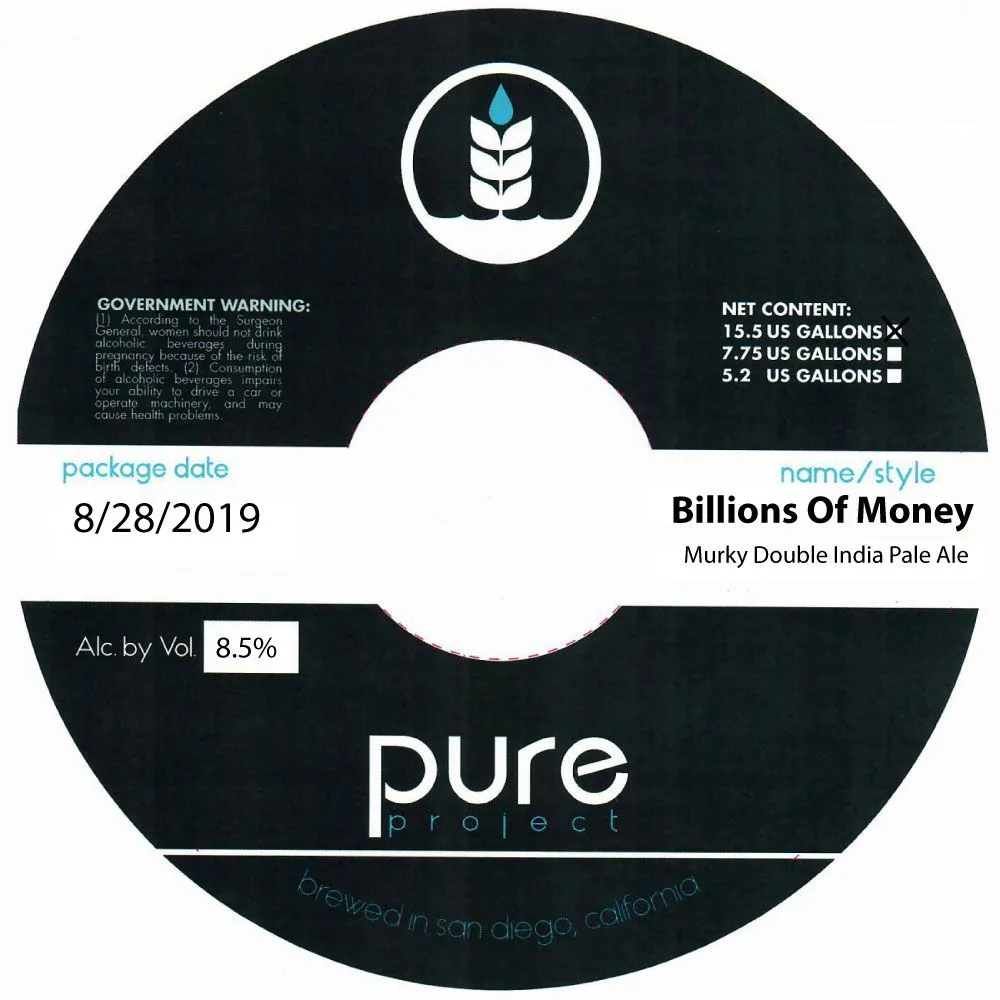 Billions Of Money — full label as filed with TTB