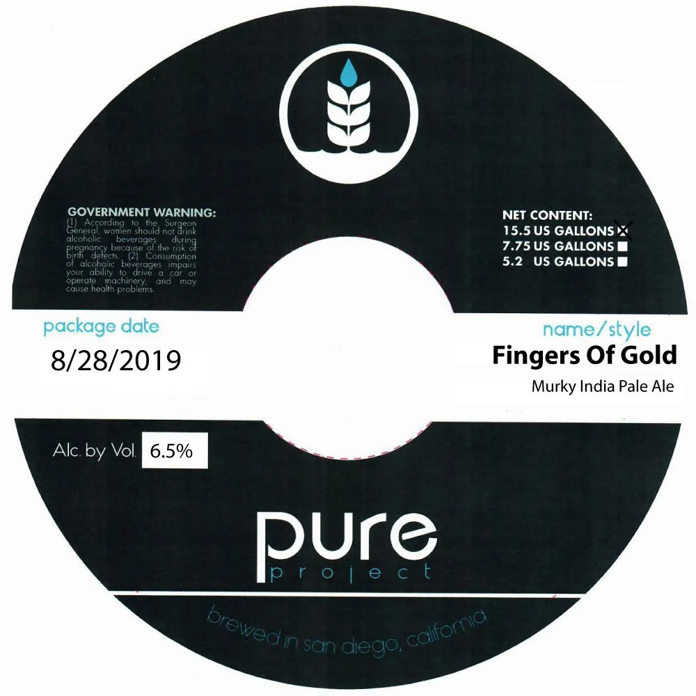 Fingers Of Gold — full label as filed with TTB