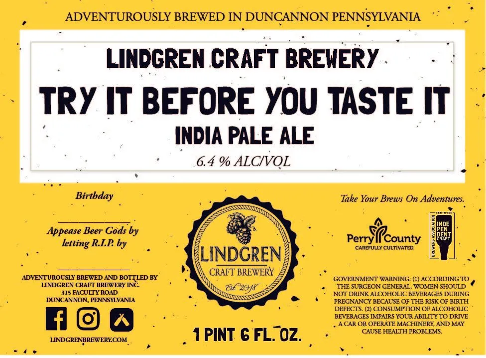 Try It Before You Taste It — full label as filed with TTB