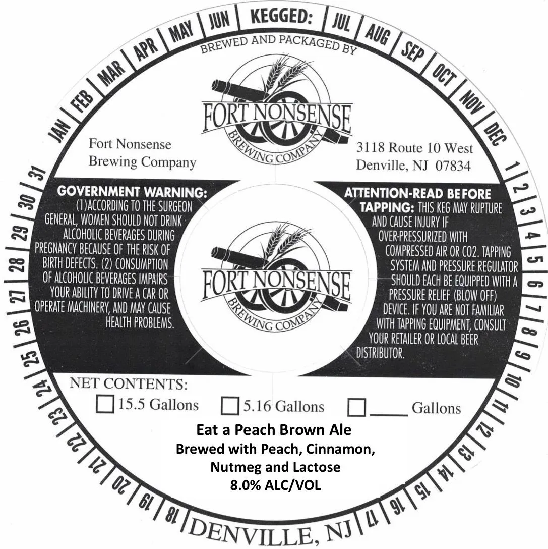 Eat a Peach Brown Ale — full label as filed with TTB