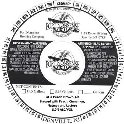 Eat a Peach Brown Ale label