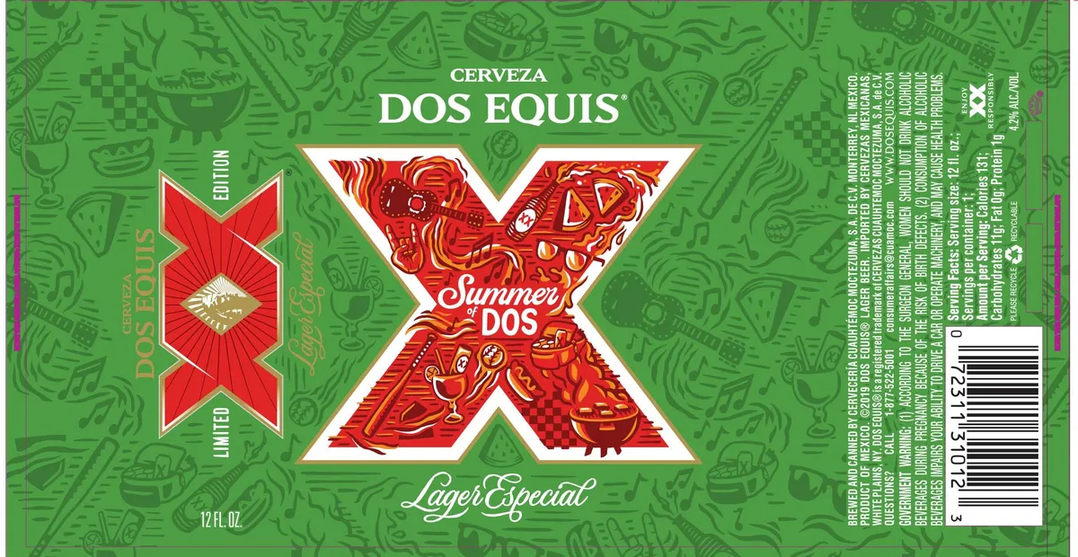 Dos Equis Lager Especial Summer of Dos Limited Edition — full label as filed with TTB