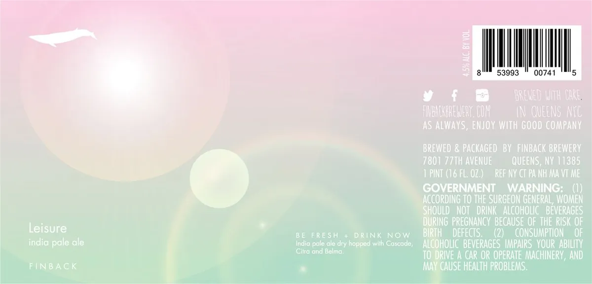 Leisure — full label as filed with TTB