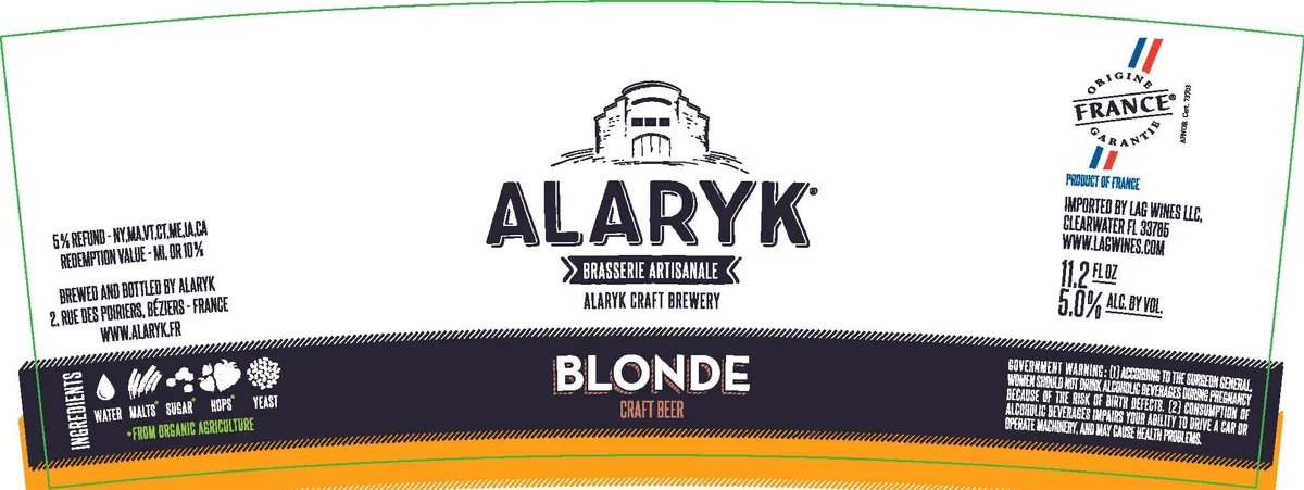 Blonde — full label as filed with TTB