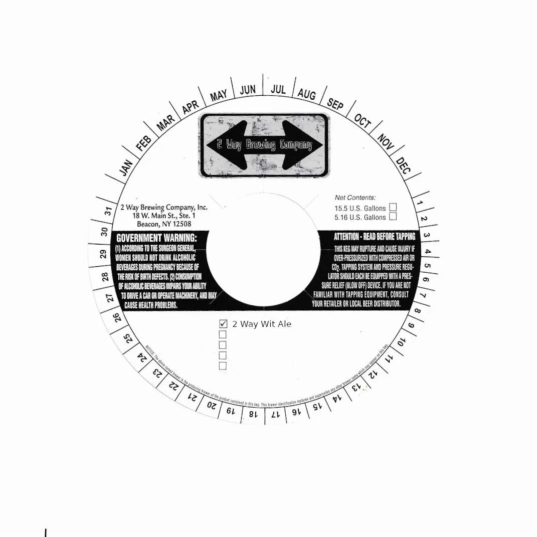 2 Way Wit Ale — full label as filed with TTB