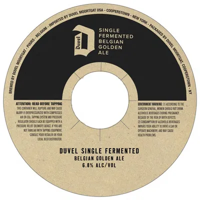 Duvel Single Fermented label