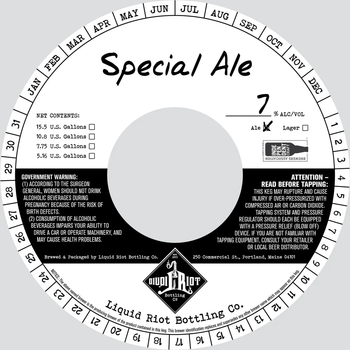 Special Ale — full label as filed with TTB
