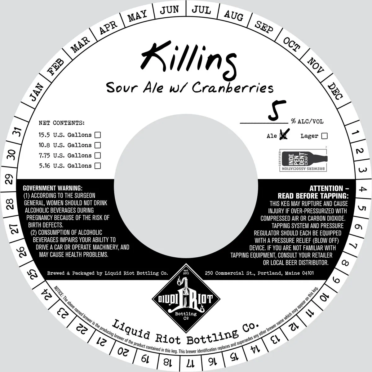 Killings — full label as filed with TTB