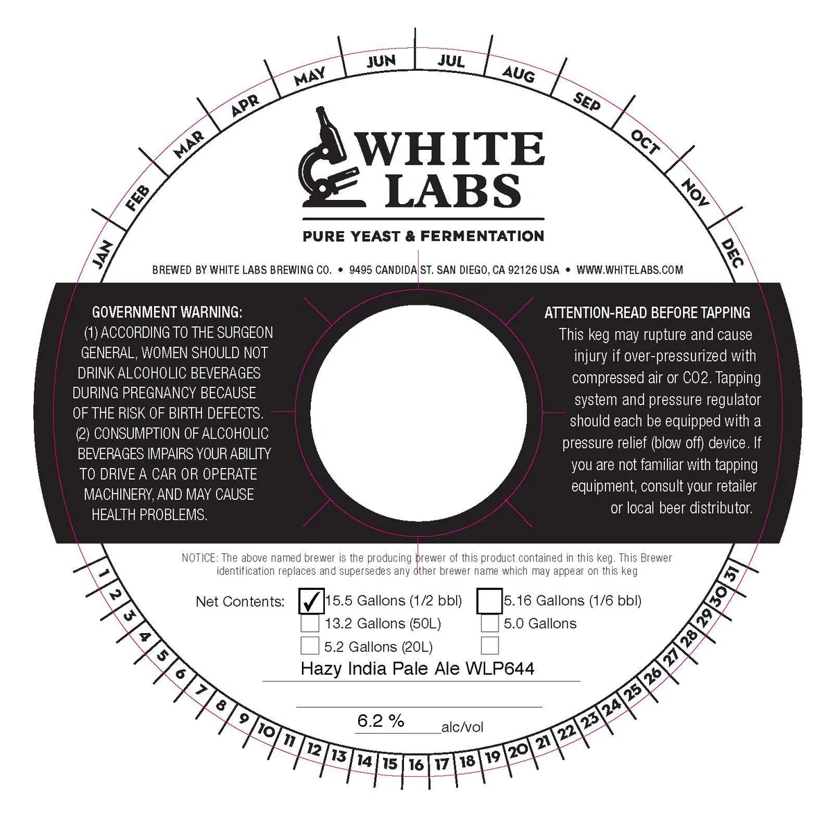 Hazy India Pale Ale WLP644 — full label as filed with TTB
