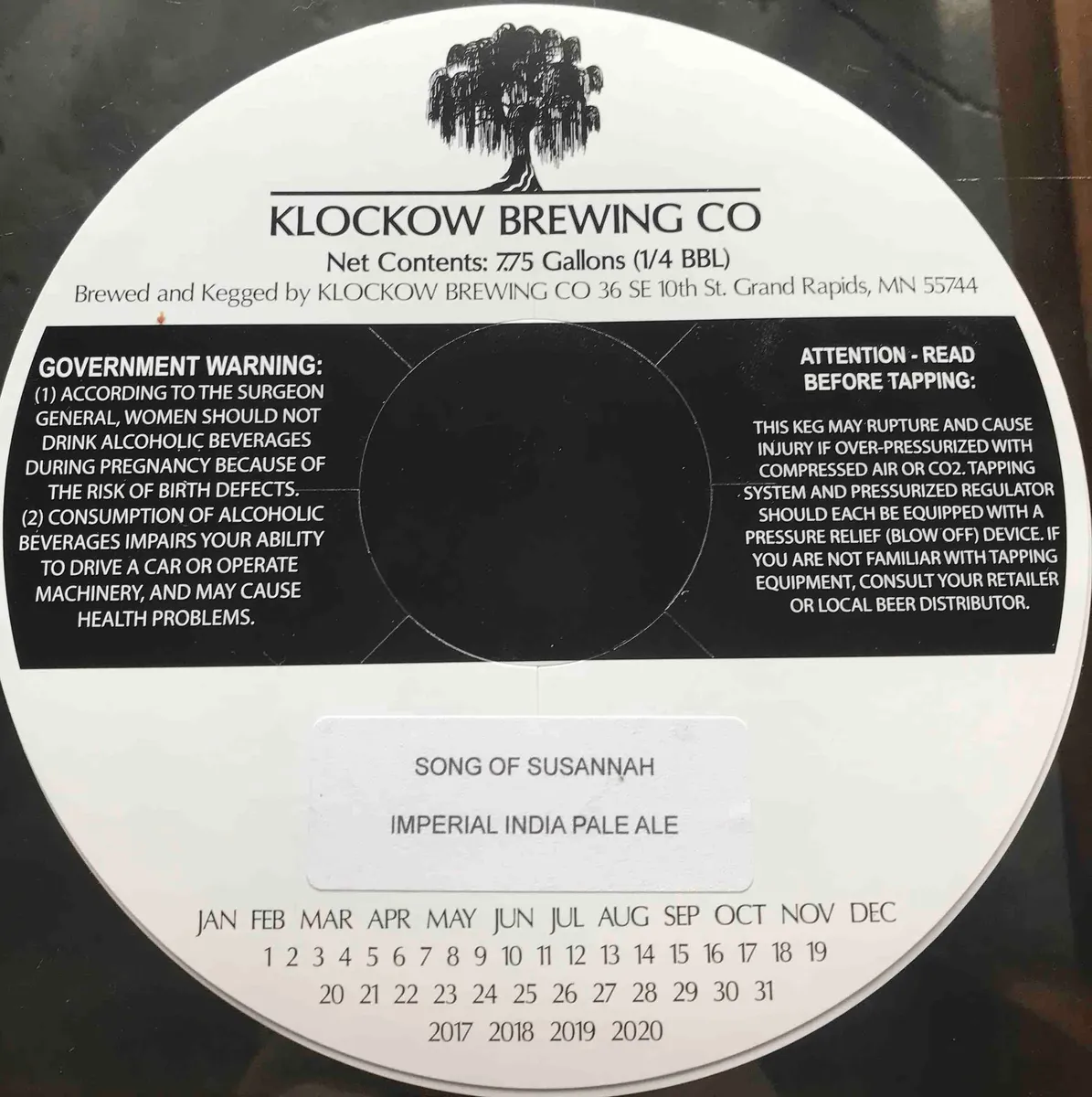Song of Susannah - Imperial India Pale Ale — full label as filed with TTB