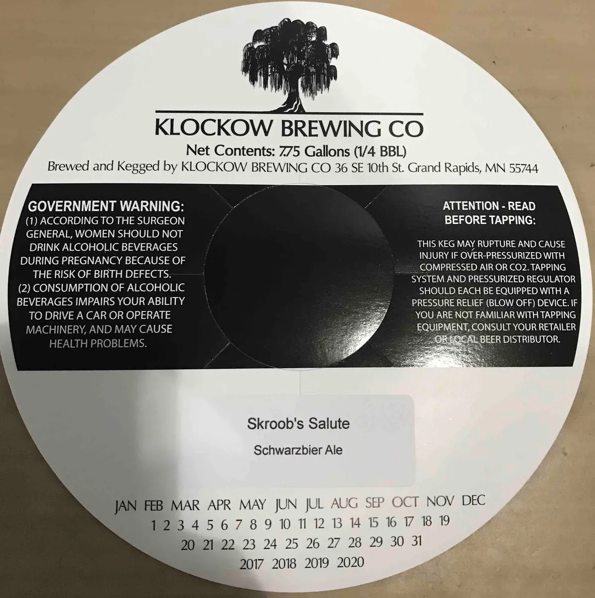 Skroob'S Salute - Schwarzbier Ale — full label as filed with TTB