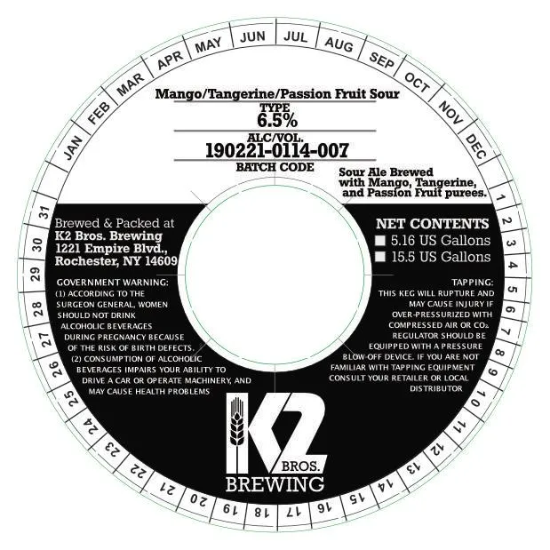Mango/Tangerine/Passion Fruit Sour — full label as filed with TTB