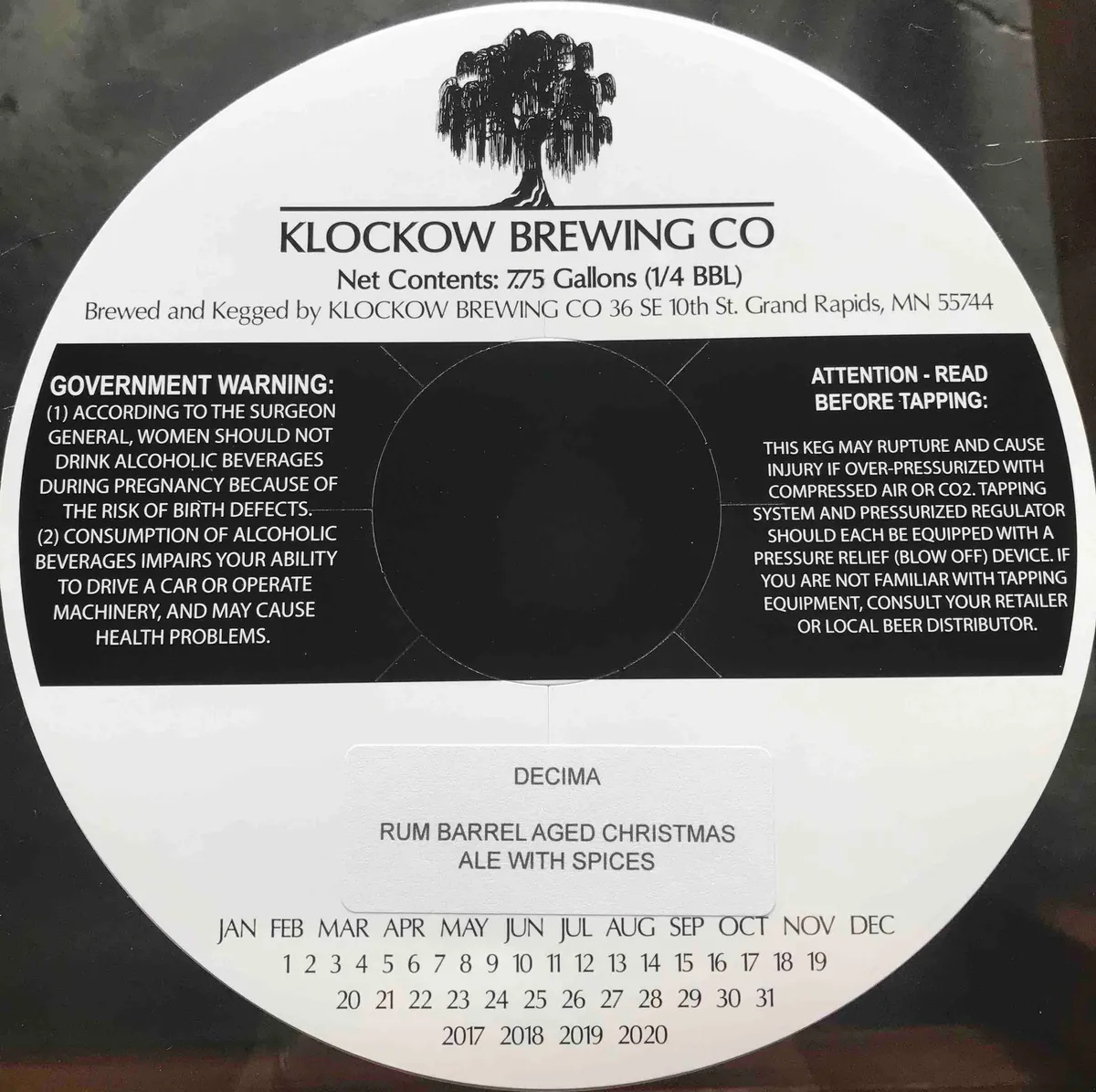 Decima - Rum Barrel Aged Christmas Ale with Spices — full label as filed with TTB