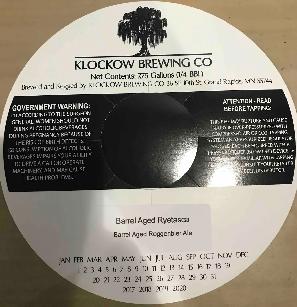 Barrel Aged Ryetasca - Barrel Aged Roggenbier Ale — full label as filed with TTB