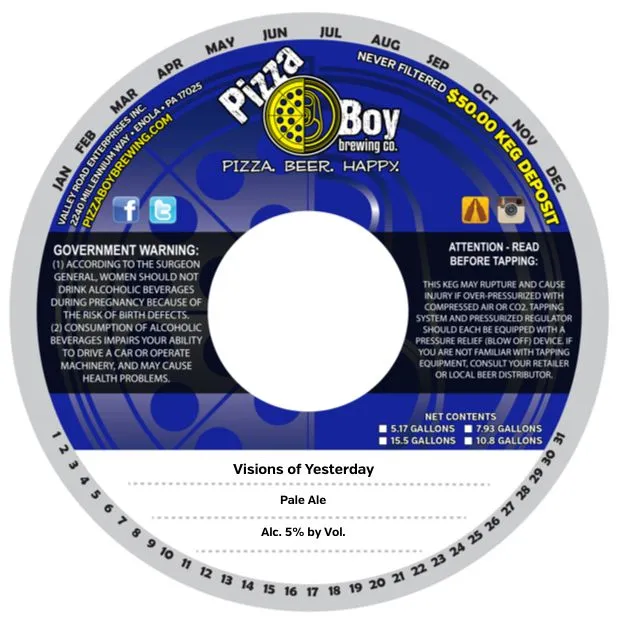 Visions of Yesterday — full label as filed with TTB