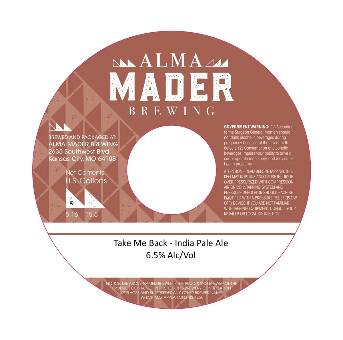 Take Me Back — full label as filed with TTB