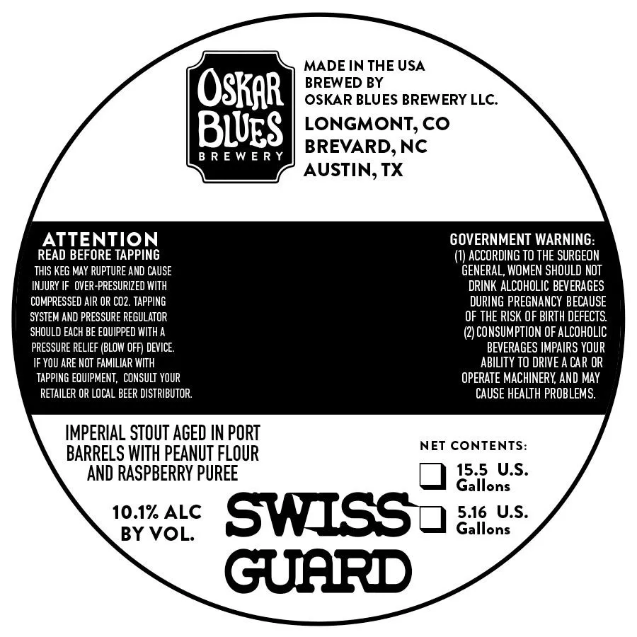 Swiss Guard — full label as filed with TTB