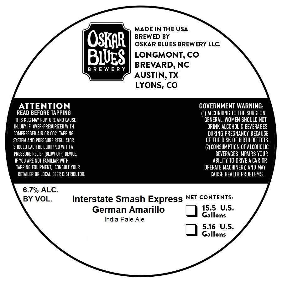 Interstate Smash Express German Amarillo — full label as filed with TTB