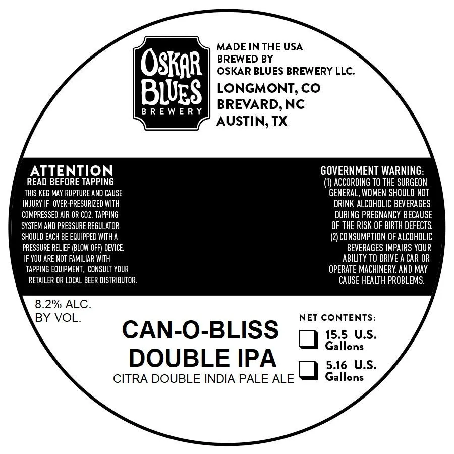 Can-O-Bliss Double IPA — full label as filed with TTB