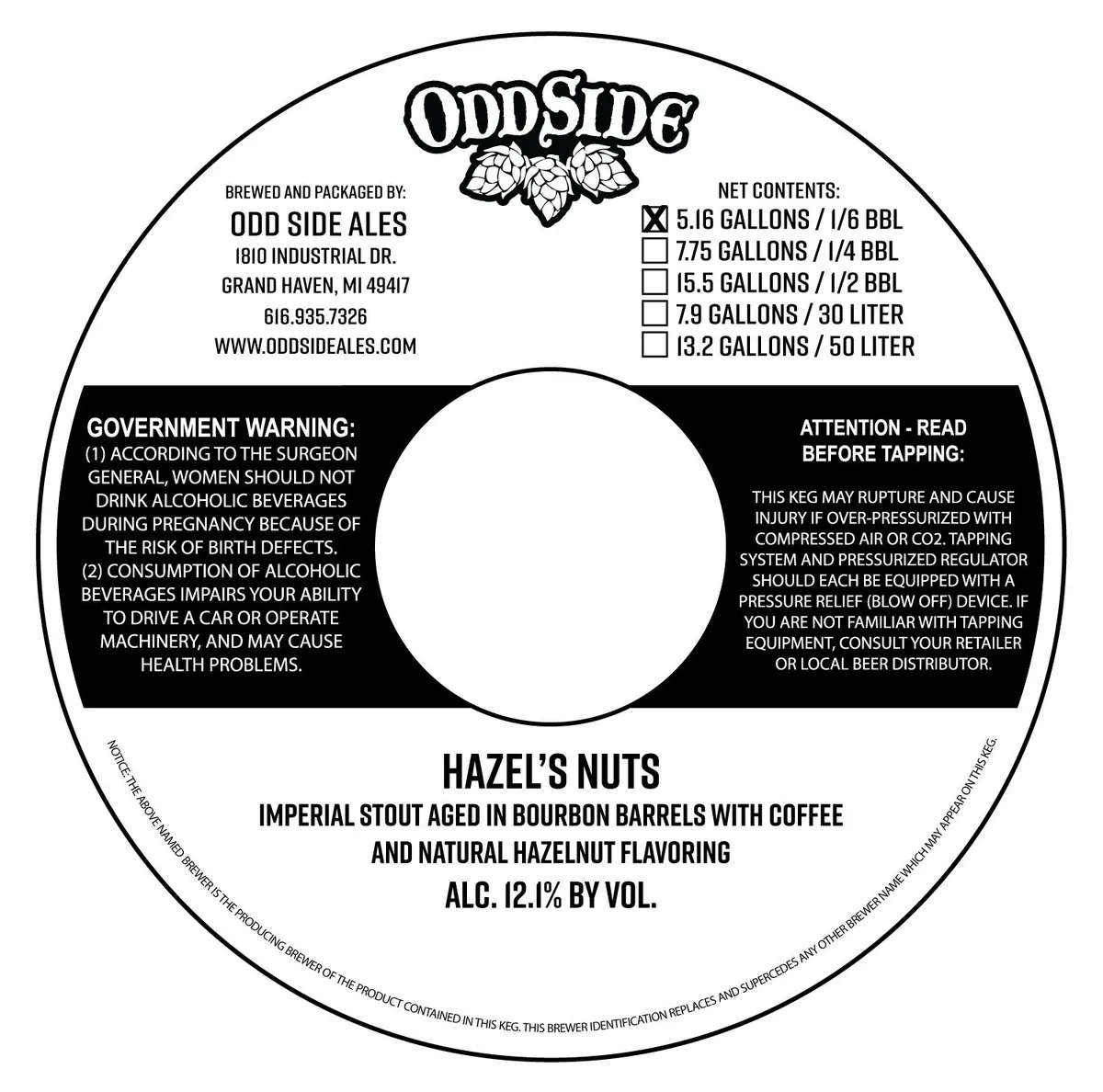 Hazel's Nuts — full label as filed with TTB