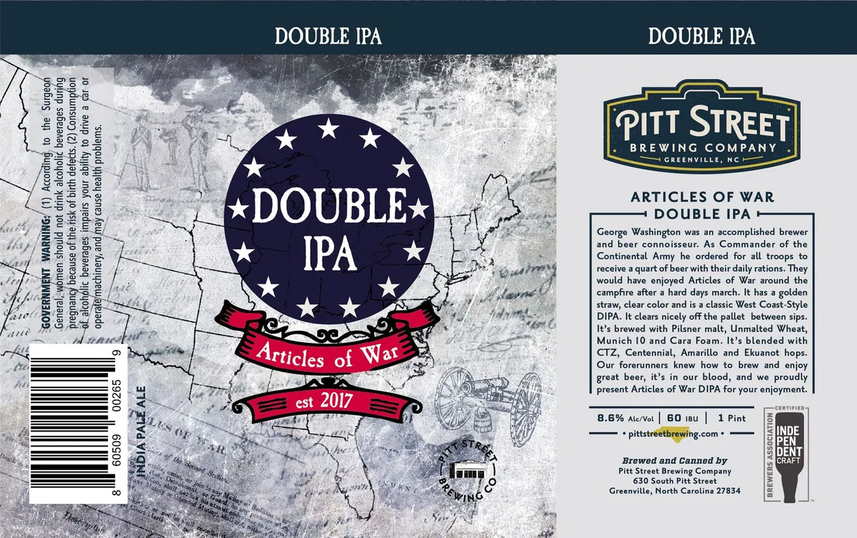 Articles of War Double IPA — full label as filed with TTB