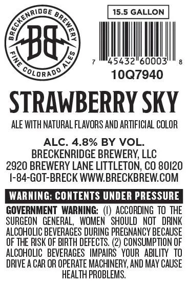 Strawberry Sky — full label as filed with TTB