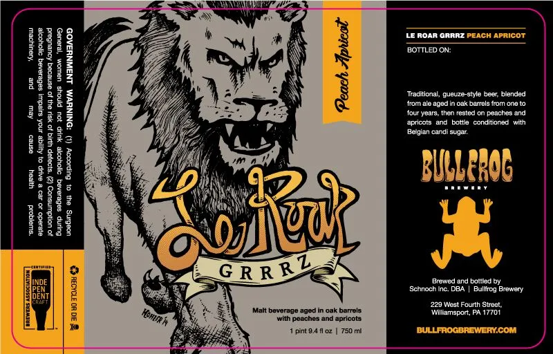 Le Roar Grrrz Peach Apricot — full label as filed with TTB