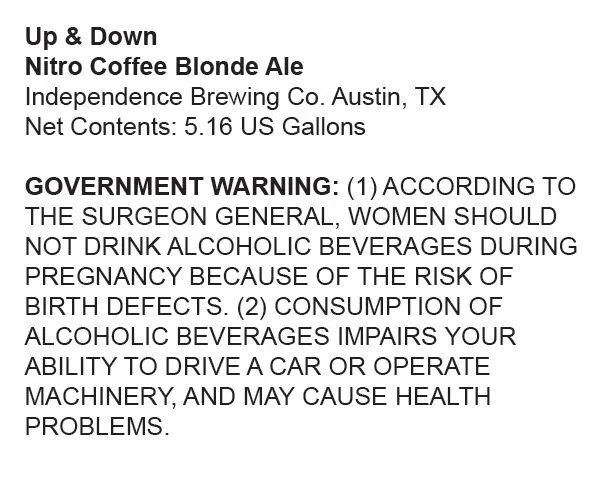 Nitro Coffee Blonde Ale — full label as filed with TTB