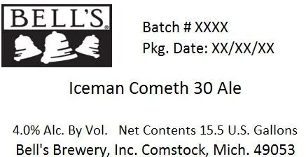 Iceman Cometh 30 Ale — full label as filed with TTB