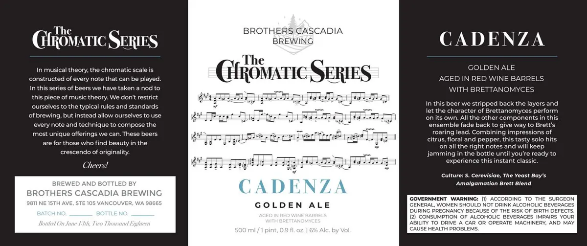 Cadenza — full label as filed with TTB