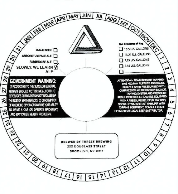 Slowly, We Learn Ale — full label as filed with TTB